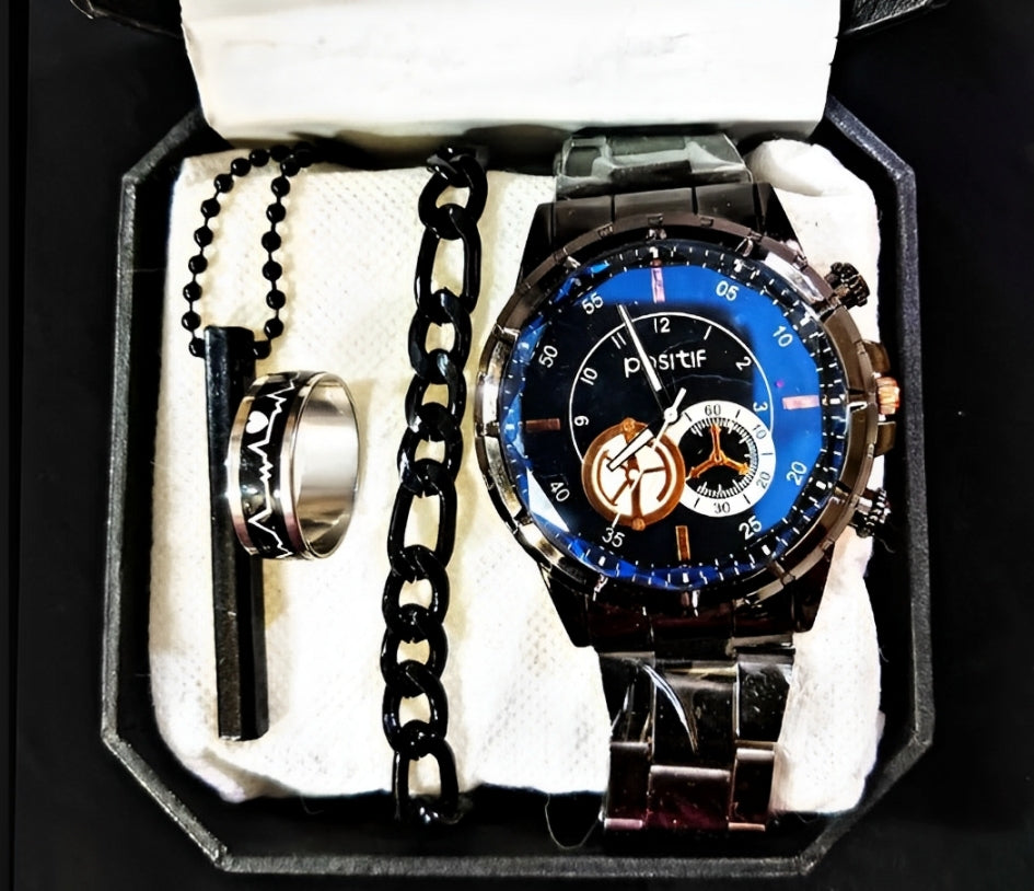 Men's Fashion Watch Gift Set – 4-in-1 Business Style Accessories