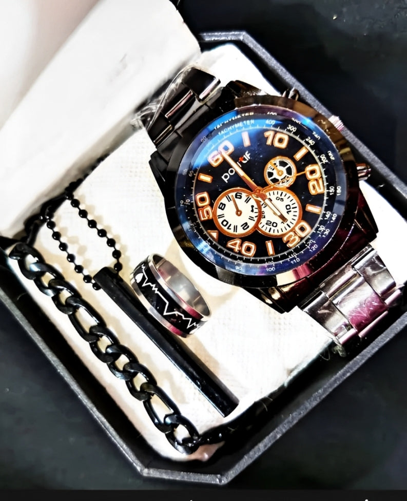 Men's Fashion Watch Gift Set – 4-in-1 Business Style Accessories